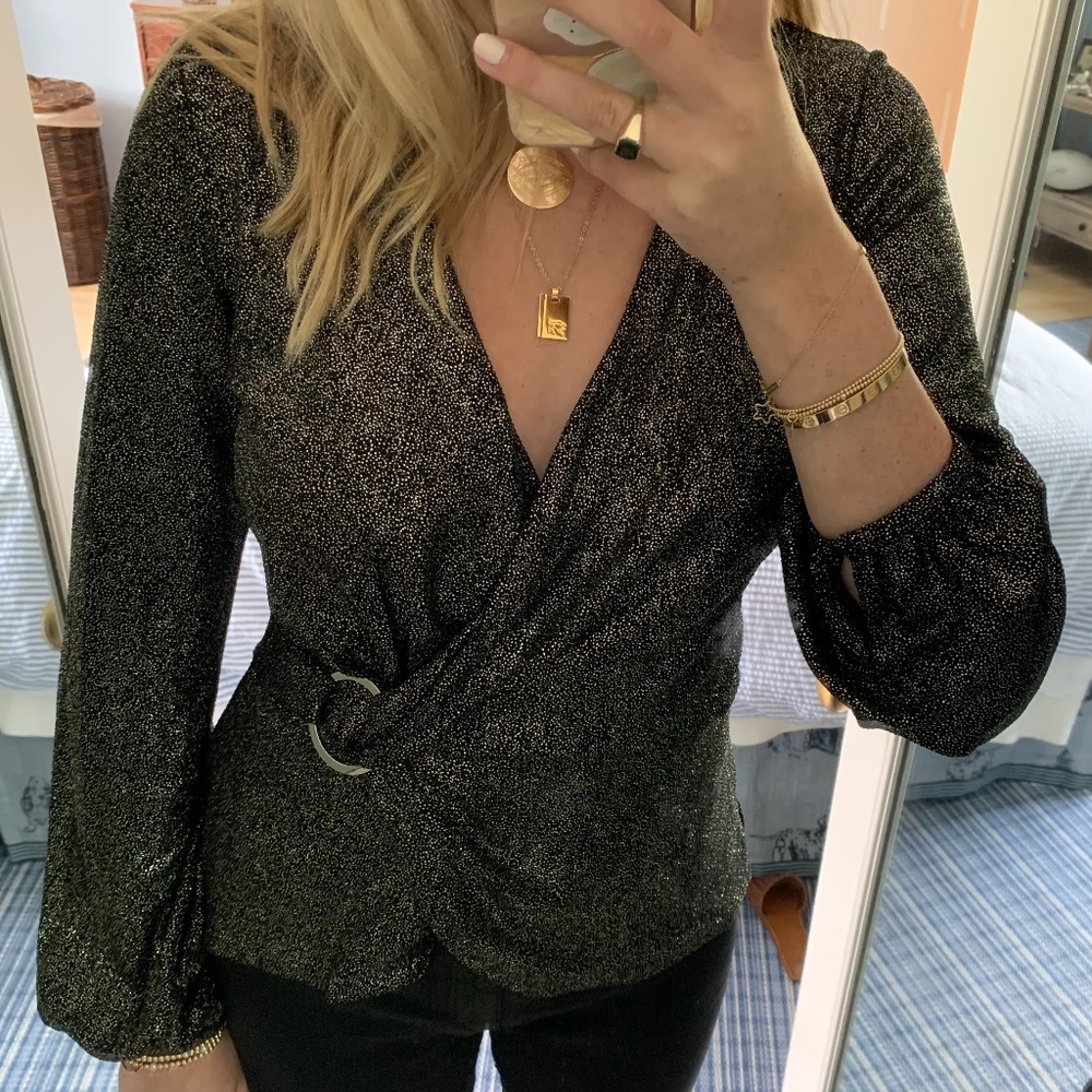 Scripted Sparkly Black Top Size S